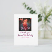 汚れた30歳の誕生日 名前 ピンク 写真 日付を追加 ポストカード (スタンド正面)