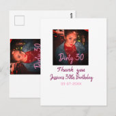 汚れた30歳の誕生日 名前 ピンク 写真 日付を追加 ポストカード (正面/裏面)