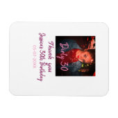 汚れた30歳の誕生日 + 名前 + ピンク + 写真 + 日付 マグネット (横)