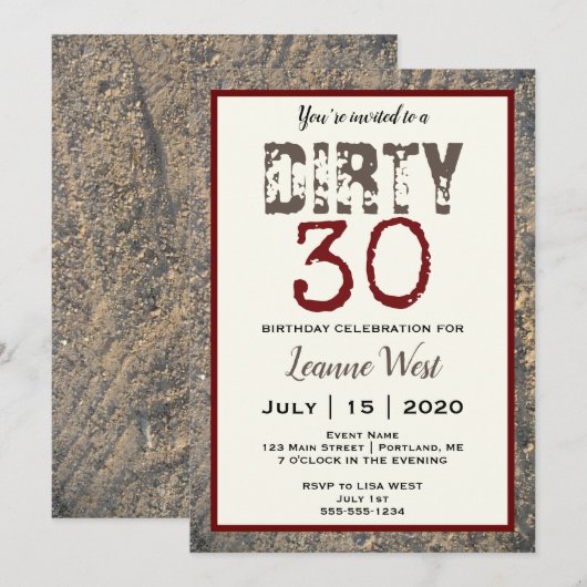 汚れた30第30誕生日 招待状 (正面/裏面)