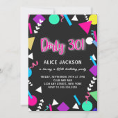 汚れた30 黒とレトロな誕生日 招待状 (正面)