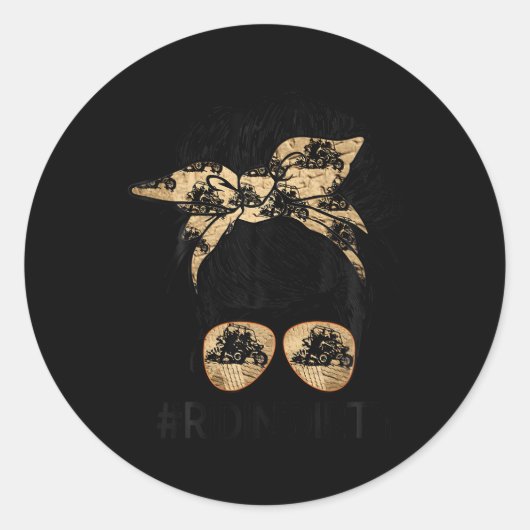 汚れたAtv Sxsライダーオフに乗って乱雑なヘアメガネ ラウンドシール (正面)