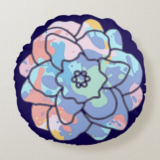 汚れでつくった絵を描花 ラウンドクッション (正面)