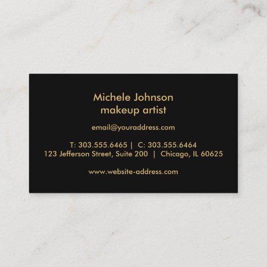 汚れのない唇 – 赤いグリッターとエレガント金ゴールド 名刺 (裏面)