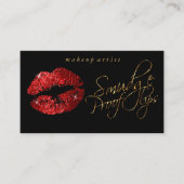 汚れのない唇 – 赤いグリッターとエレガント金ゴールド 名刺 (正面)