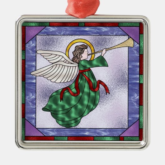 汚れのガラス天使のデザインのクリスマスツリーのオーナメント メタルオーナメント (正面)