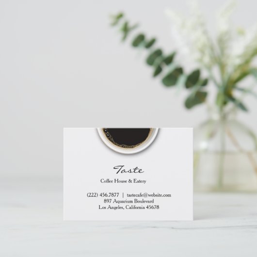 汚れぽっちゃり名刺のあるコーヒー 名刺 (スタンド正面)