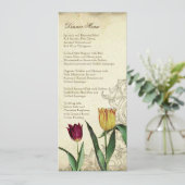 汚れる赤いヴィンテージのチューリップの天使の翼の渦巻の茶 メニュー (スタンド正面)