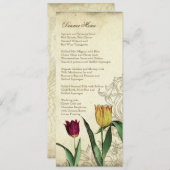 汚れる赤いヴィンテージのチューリップの天使の翼の渦巻の茶 メニュー (正面/裏面)