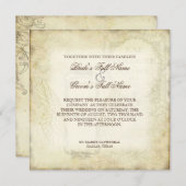 汚れる赤いヴィンテージのチューリップの天使の翼の渦巻の茶 招待状 (正面/裏面)