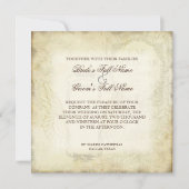 汚れる赤いヴィンテージのチューリップの天使の翼の渦巻の茶 招待状 (正面)