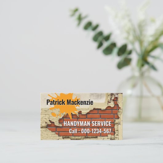 汚れんがの壁剥離漆喰の便利屋 名刺 (スタンド正面)