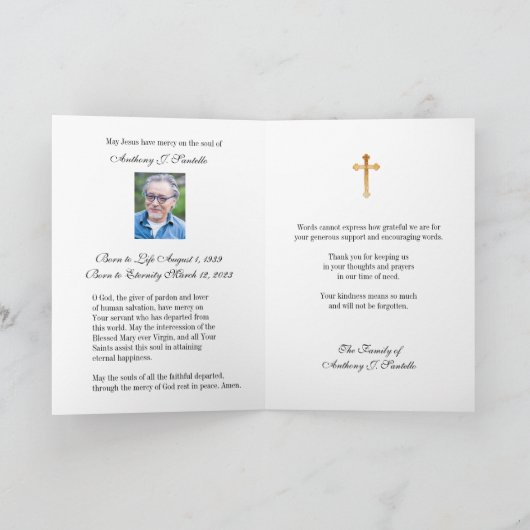 汚れハートメアリーカトリック悔やみや弔慰ありがとう サンキューカード (内部)