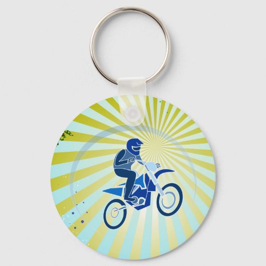 汚れバイクもしくは自転車に乗る人ベクトルサイクリング キーホルダー (正面)