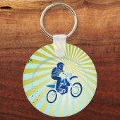 汚れバイクもしくは自転車に乗る人ベクトルサイクリング キーホルダー (正面)