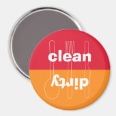 汚れモダンない赤いオレンジ色の食洗機 マグネット (正面/裏面)