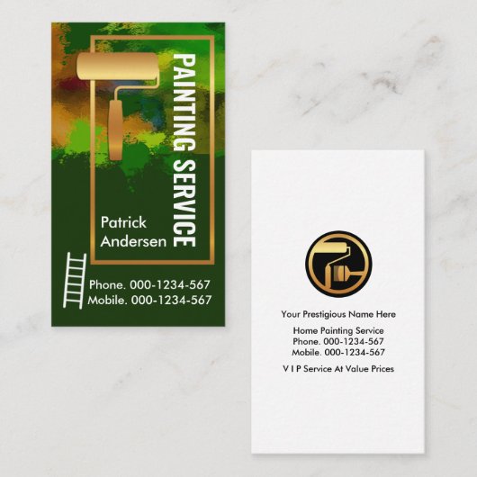 汚れ絵を描た壁の金ゴールドブラシ 名刺 (正面/裏面)