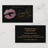 汚れ証拠の唇-ピンクのバラおよびエレガントな金ゴールド 名刺 (正面/裏面)