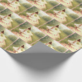 汚れ道にピンクのハートがある小さな女の子 ラッピングペーパー (角)