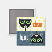 汚れ/清潔な猫 – マグネット (正面/裏面)