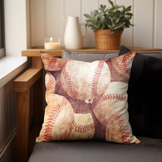 汚グランジいヴィンテージ擦り切れた野球のスポーツ球 クッション