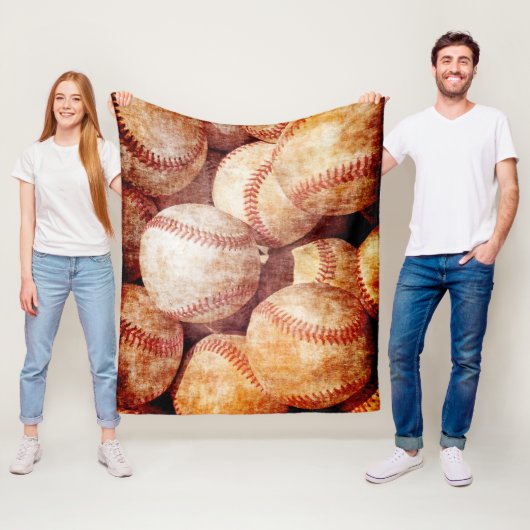 汚グランジいヴィンテージ擦り切れた野球のスポーツ球 フリースブランケット (インサイチュ)