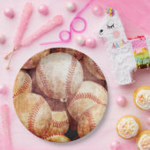 汚グランジいヴィンテージ擦り切れた野球のスポーツ球 ペーパープレート (パーティー)