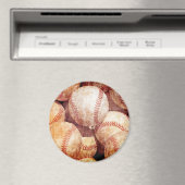 汚グランジいヴィンテージ擦り切れた野球のスポーツ球 マグネット (インサイチュ (食洗機))