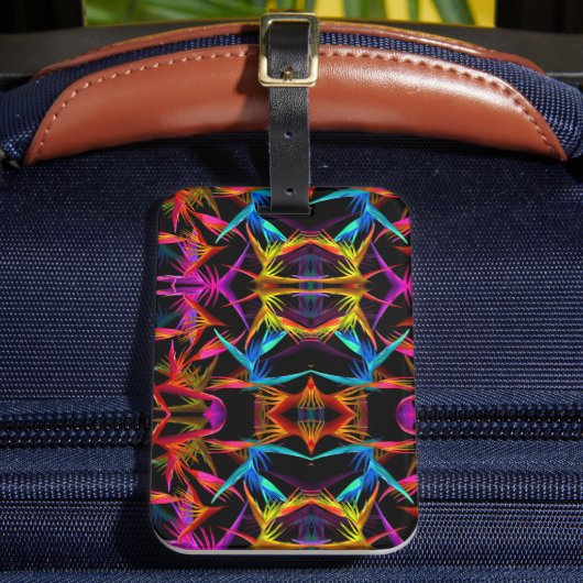 汚モダンい模様の黒とカラフル ラゲッジタグ (正面インサイチュ2)