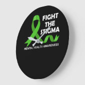 汚名の緑のリボンと闘う精神衛生 ラージ壁時計 (傾斜)