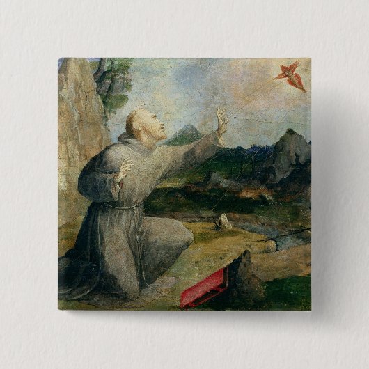 汚名を受け取るAssisiのSt Francis 缶バッジ (正面)