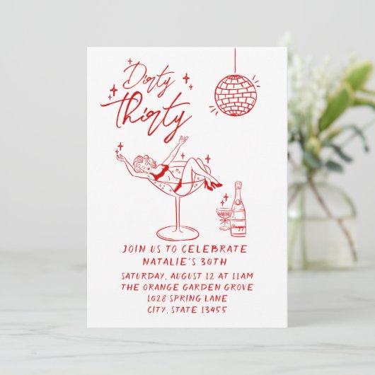 汚図解入りの、写真付きのい30thフォトバースデーパーティー 招待状 (スタンド正面)