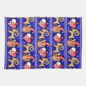 汚点の白くおよび赤いスウェーデンのクリスマスの水彩画 キッチンタオル (横)