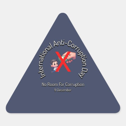 汚職の余地はない。アンチ腐敗日 三角形シール (正面)