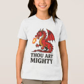 汝は炎の息を吐く mighty 赤き龍なり トライブレンドTシャツ (正面)