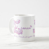 江前名ハート花Eモノグラムマグを意味する コーヒーマグカップ (正面左)