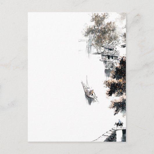 江南風景風中国の景ブラ絵画シズ ポストカード (正面)