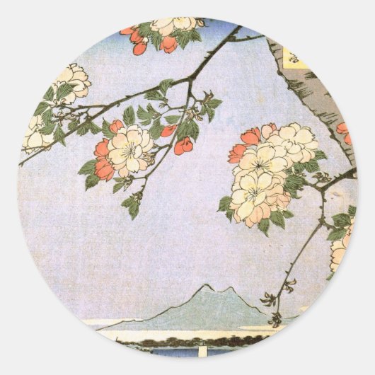 江戸の桜,広重さくらんぼの江戸の花,広重 ラウンドシール (正面)