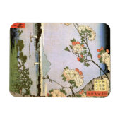 江戸の桜,広重さくらんぼの江戸の花，広重，浮世絵 マグネット (横)