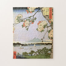 江戸の桜、江戸、Hiroshigeの浮世絵の広重の桜