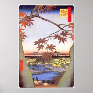 江戸の紅葉,広重江戸の楓,広重,浮世絵 ポスター