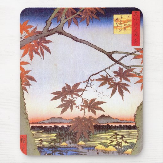 江戸の紅葉, 広重 Maple of Edo, Hiroshige, Ukiyo-e マウスパッド (正面)