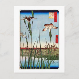 江戸の菖蒲、江戸、Hiroshigeの広重のアイリス ポストカード