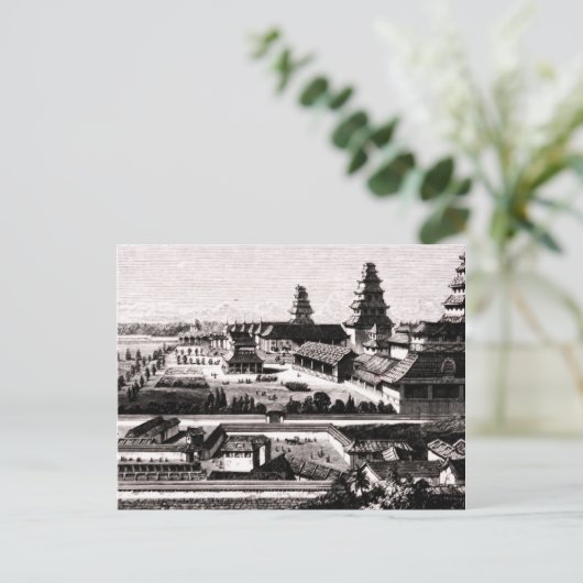 江戸城東京日本ヴィンテージ版木、銅版、版画1800年代 ポストカード (スタンド正面)