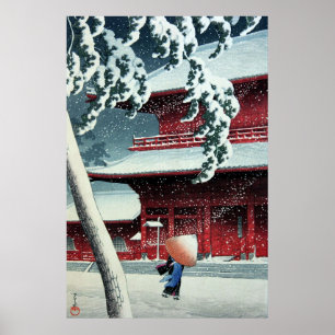 江戸川の夕雪　川瀬巴水　1925年頃 ポスター