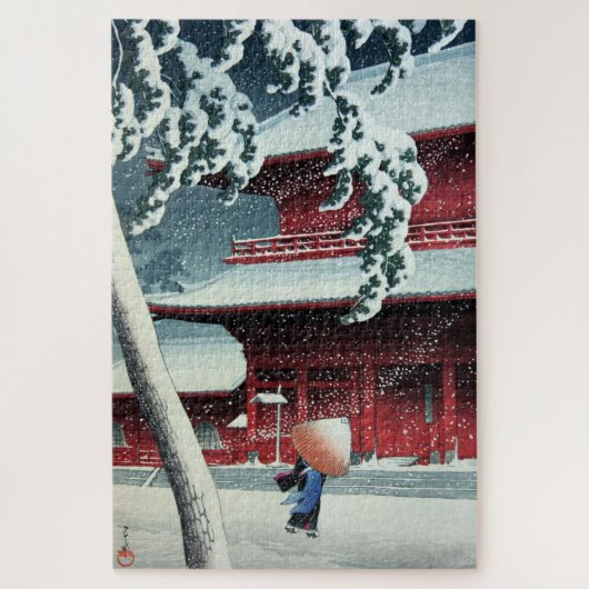 江戸川の夕雪（Hasui Kawase） ジグソーパズル (縦)