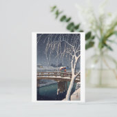 江戸川の宵雪夕べ積雪江戸川 ポストカード (スタンド正面)