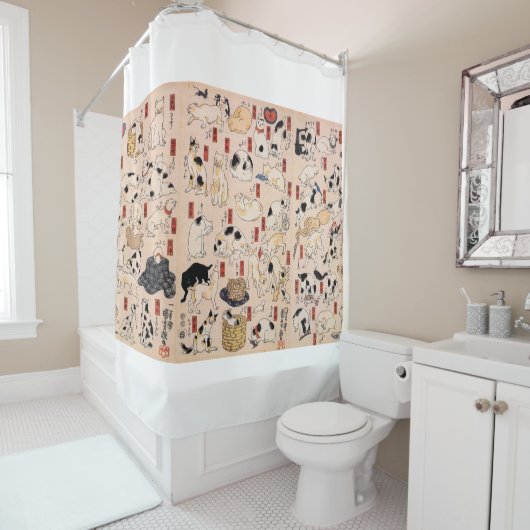 江戸日本の時代の猫・国芳・浮世絵 シャワーカーテン (インサイチュ)