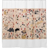 江戸日本の時代の猫・国芳・浮世絵 シャワーカーテン (正面)