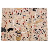 江戸日本の時代の猫・国芳・浮世絵 ラージペーパーバッグ (正面)